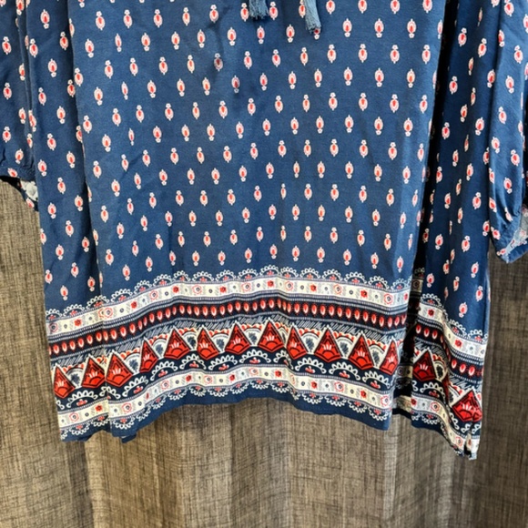 Laura Scott Women's Top Blue Red SZ 3X Boho - Picture 3 of 11